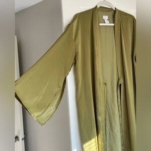 Green satin robe or “kimono”